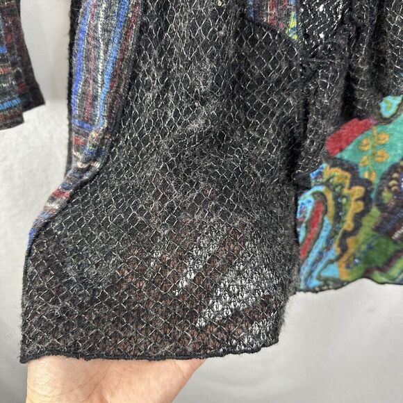 Adore Artsy Mixed Media Patchwork Textured Long Sleeve Tunic Top Womens Size M - Picture 11 of 13